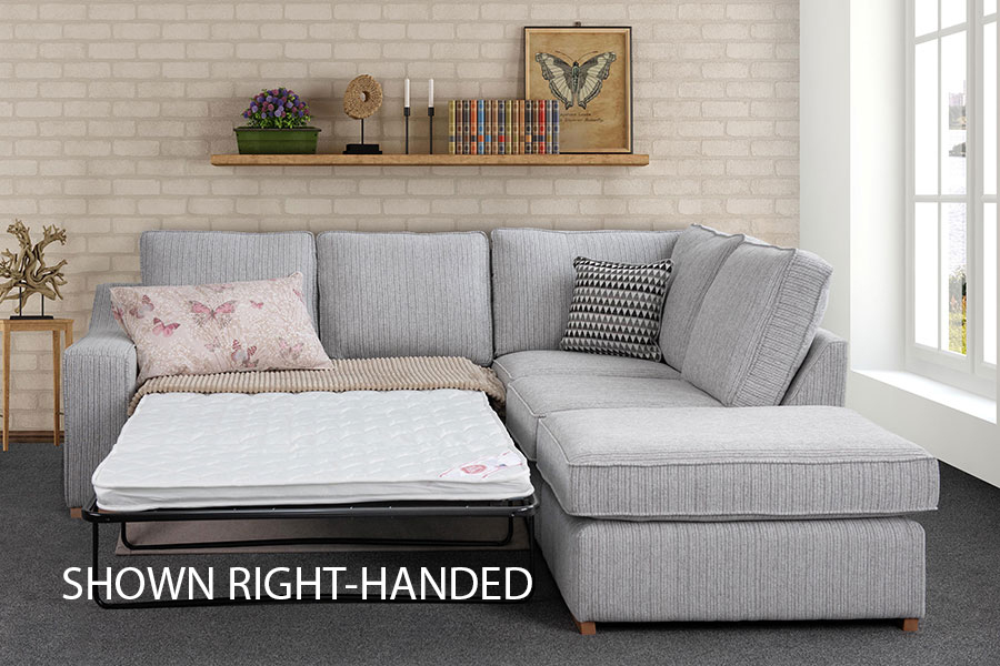 Blenheim Corner Sofa Bed with Pouffe - Voghera Silver